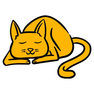 El yapımı uyuyan kedi. Vektör illüstrasyonu.