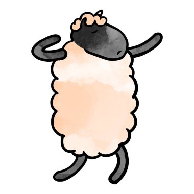 Suluboya tarzı dans eden koyun eli çizilmiş