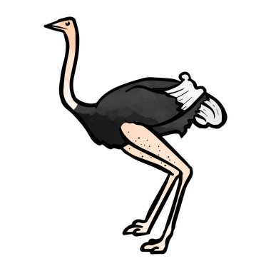 Suluboya tarzı el çizimi devekuşu