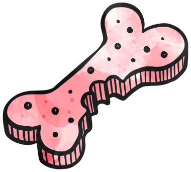 Suluboya tarzı köpek maması ikonu kemik şeklinde köpek bisküvisi