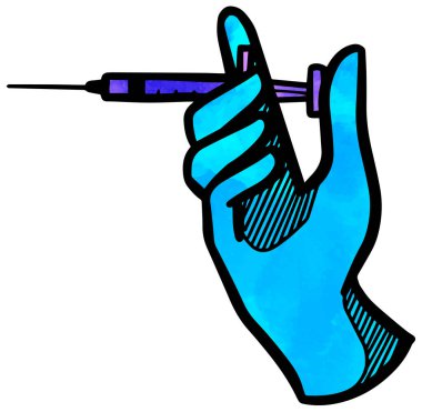 Suluboya tarzı el çizimi aşı simgesi