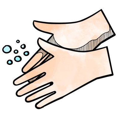 Suluboya tarzı el yıkama çizimi