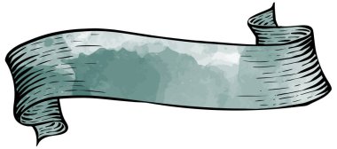 Suluboya stili el çizimi kurdele afişleri vintage elementler