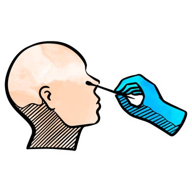 Suluboya stili çubuk test eli çizildi