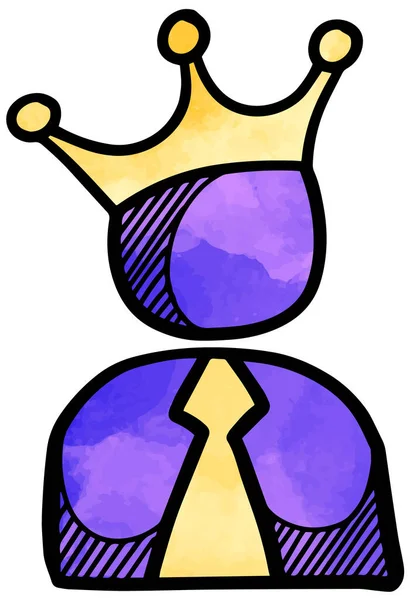 Akvarell Stil Affärsman Ikon Med Krona Huvudet — Stock vektor