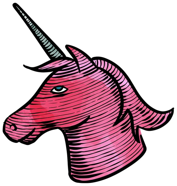 Warna Air Gaya Tangan Menggambar Unicorn Hewan - Stok Vektor