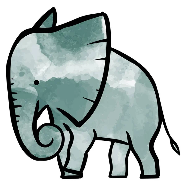 Estilo Aquarela Elefante Desenhado Mão — Vetor de Stock