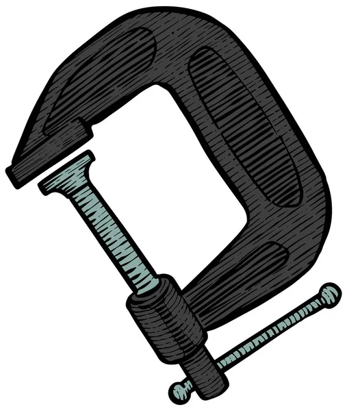 Ikona Svěráku Stylu Náčrtku Vektorová Ilustrace Nástroje Pro Zpracování Dřeva — Stockový vektor