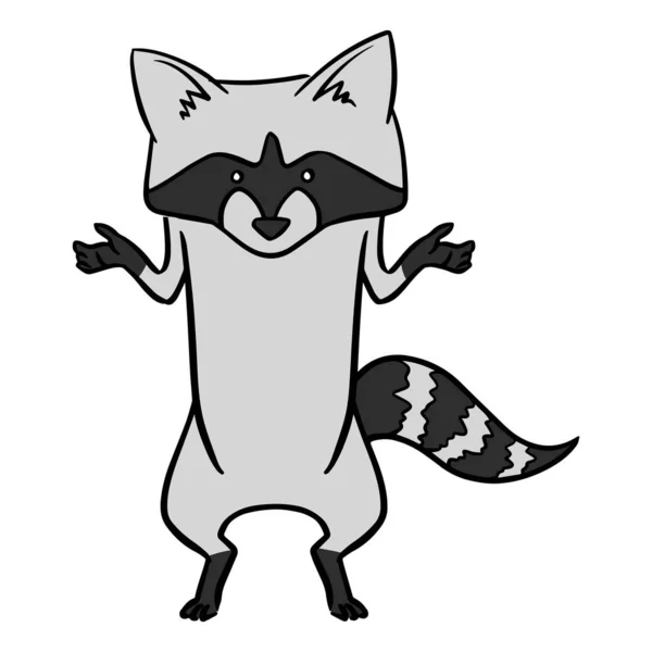 Hand Drawn Confused Raccoon Vector Illustration — Stock Vector