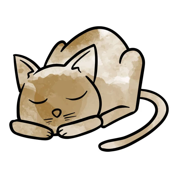 水彩画手绘睡猫 — 图库矢量图片