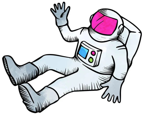 Handgezeichnete Skizze Eines Astronauten Aquarellstil — Stockvektor