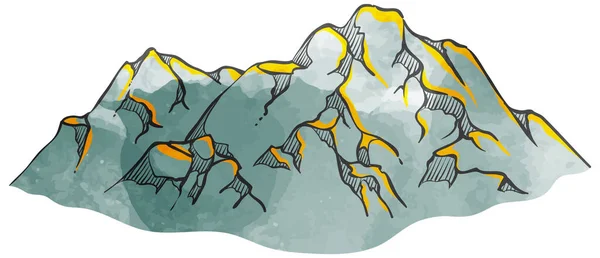 Watercolor Gaya Tangan Ditarik Pegunungan - Stok Vektor