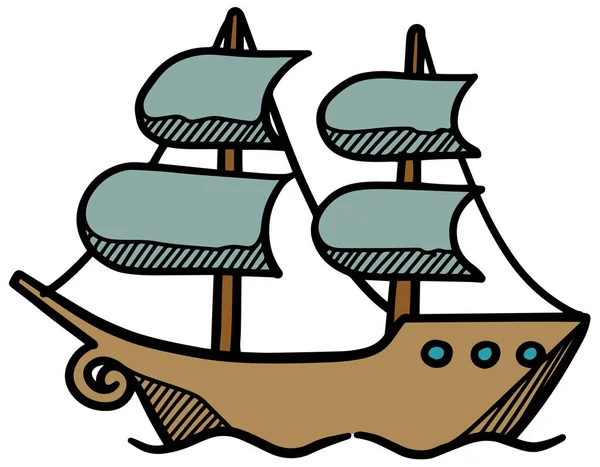 Icono Barco Pirata Bocetos Ilustración Vectorial Dibujada Mano — Vector de stock