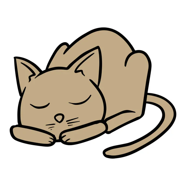 Gato Dormido Dibujado Mano Ilustración Vectorial — Vector de stock