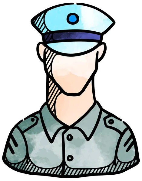 Acuarela Estilo Hombre Uniforme Icono Dibujado Mano — Vector de stock