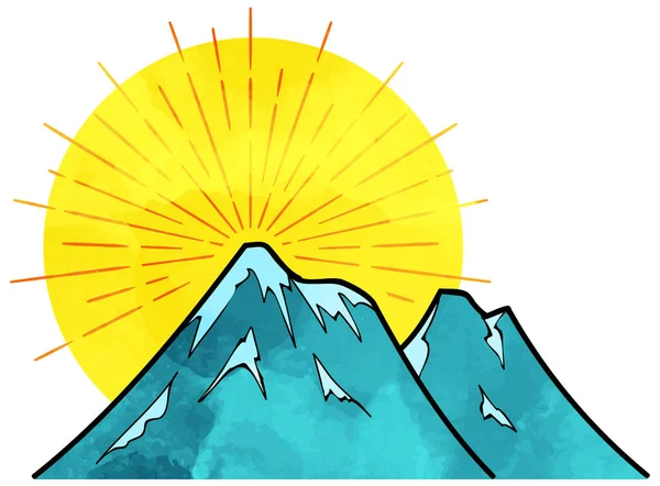Στυλ Νερομπογιάς Ζωγραφισμένα Βουνά — Διανυσματικό Αρχείο