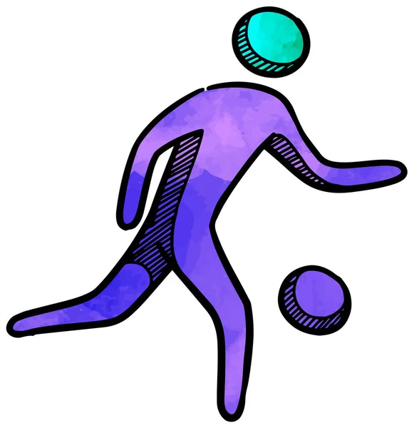 Style Aquarelle Joueur Football Icônes — Image vectorielle
