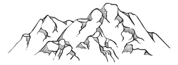 Einfache Linie Handgezeichnete Berge — Stockvektor