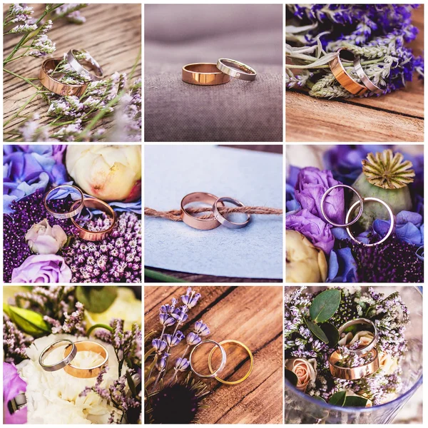 Collage de anillos de boda —  Fotos de Stock