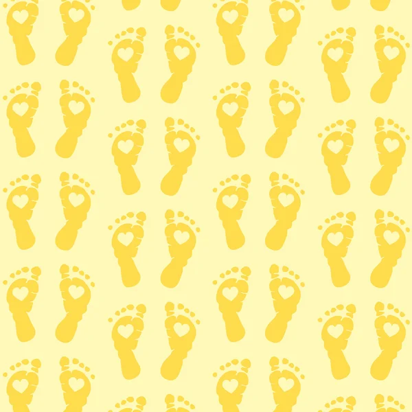 Sarı Bebek kalp ayak arka plan — Stok Vektör