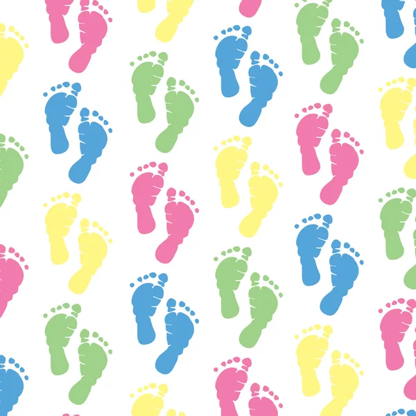 Multi Color Baby Footprints Background — Stock Vector