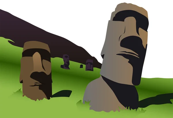 Острів Пасхи голів на схилі — стоковий вектор