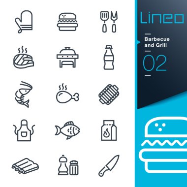 Lineo - mangal ve ızgara anahat simgeleri