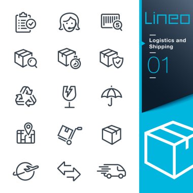 Lineo - lojistik ve nakliye simgeleri anahat