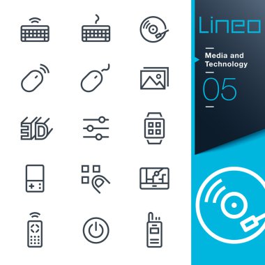 Lineo - medya ve teknoloji anahat simgeleri