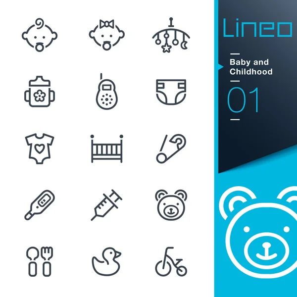 Lineo - Baby and Childhood outline icons — Stock Vector