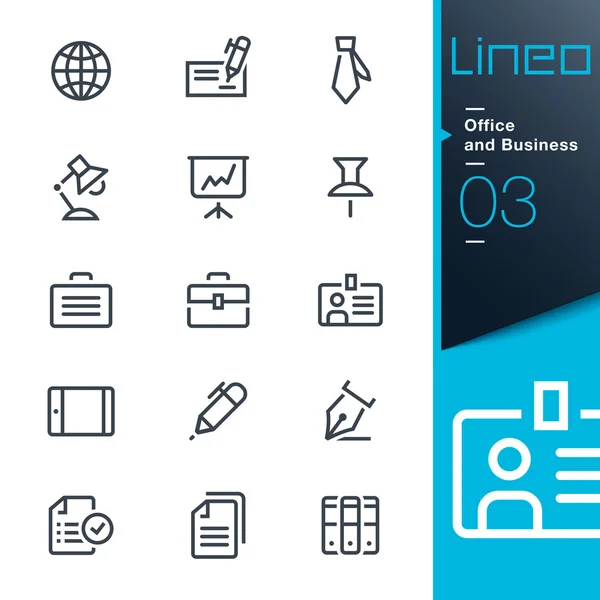 Lineo - Iconos de esquema de oficina y negocio — Vector de stock