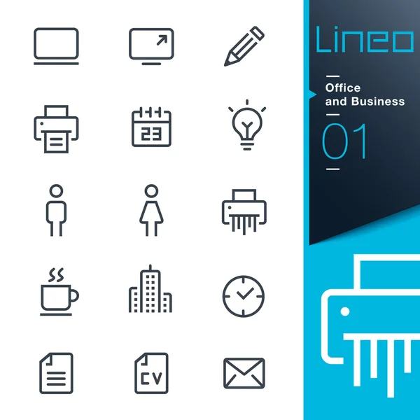 Lineo - Iconos de esquema de oficina y negocio — Vector de stock