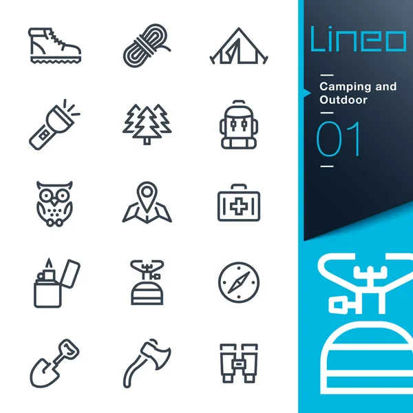 Lineo - Camping en Outdoor overzicht pictogrammen — Stockvector