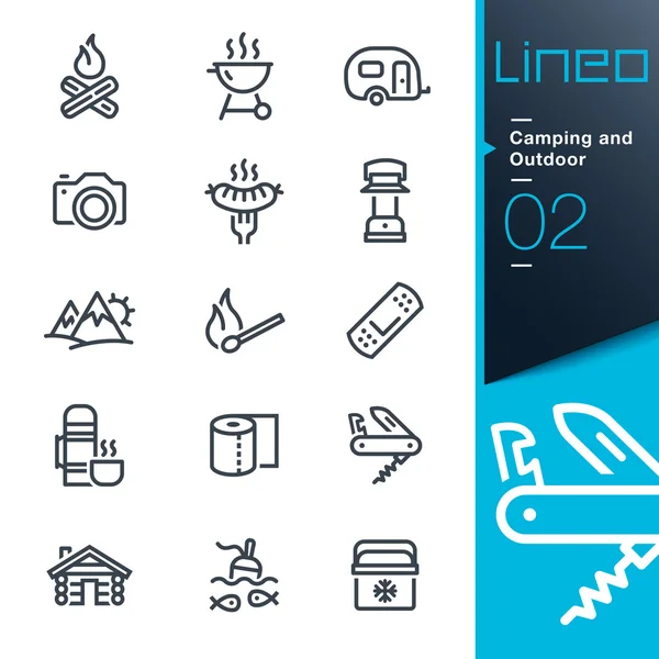 Lineo - Camping y al aire libre iconos contorno — Vector de stock