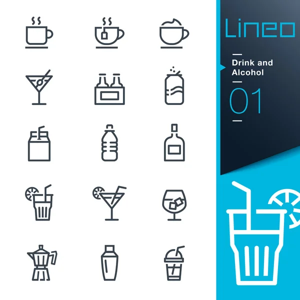 Lineo - Drink and Alcohol bosquejar iconos — Vector de stock