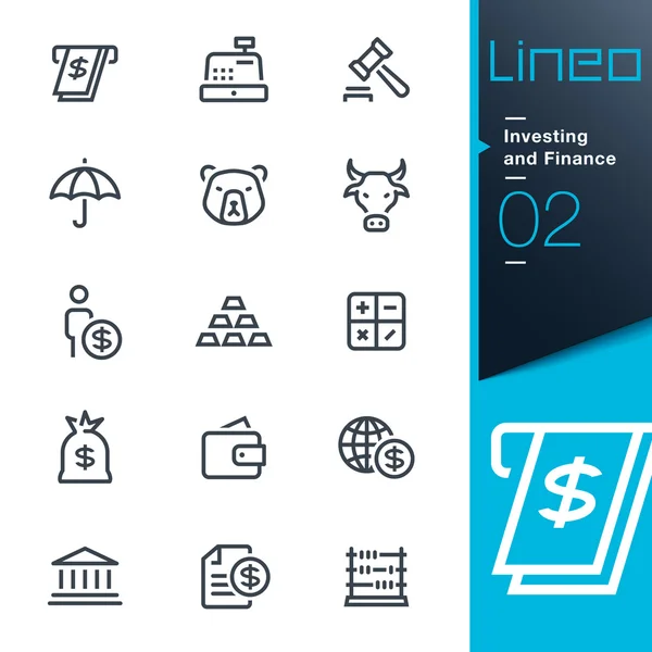 Lineo - επένδυση και χρηματοδότηση περίγραμμα εικονίδια — Διανυσματικό Αρχείο