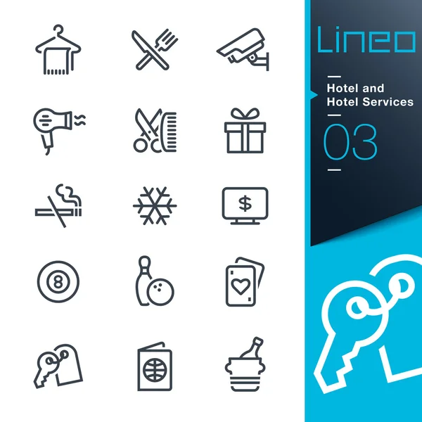 Lineo - Servicios Hoteleros y Hoteleros esbozan iconos — Archivo Imágenes Vectoriales