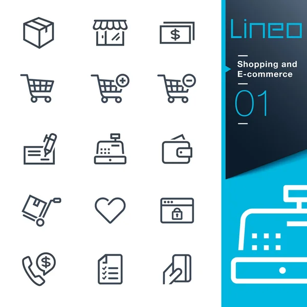 Lineo - Compras y comercio electrónico esbozan iconos — Archivo Imágenes Vectoriales