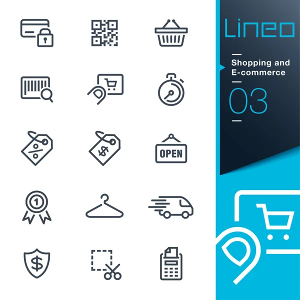 Lineo - Compras y comercio electrónico esbozan iconos — Archivo Imágenes Vectoriales