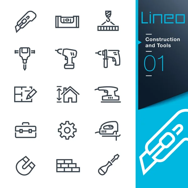 Lineo - Konstruktion und Werkzeuge umreißen Symbole — Stockvektor