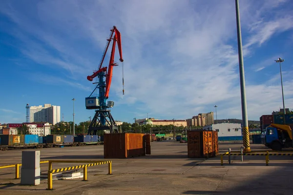 Territorio Terminal Marítima Murmansk Rusia Agosto 2020 — Foto de Stock