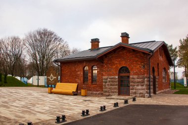 Donanmaya adanmış müze ve tarihi park. Kaleler Adası. Kronshtadt, Rusya, Kasım 2020.