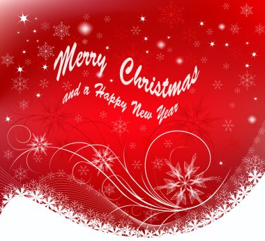 kar taneleri ile Noel arka plan tebrik kartı