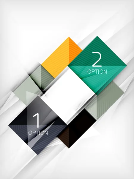 Vierkant abstracte achtergrond met option-elementen, papier ontwerp stijl glanzende effecten en schaduwen — Stockvector