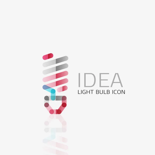 Logo, ampoule vectorielle abstraite géométrique linéaire icône d'entreprise. Concept d'idée — Image vectorielle