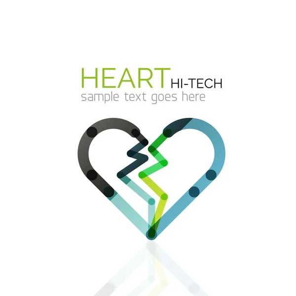 Logo corazón del amor, icono de negocio geométrico lineal abstracto — Vector de stock