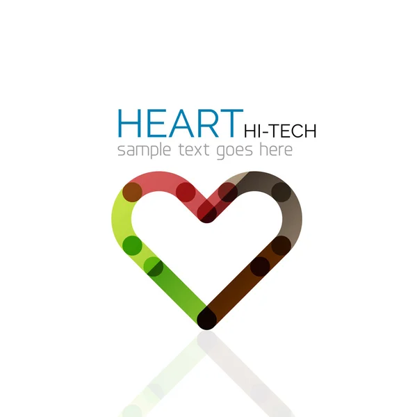 Logo corazón del amor, icono de negocio geométrico lineal abstracto — Vector de stock