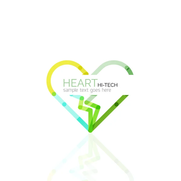 Logo corazón del amor, icono de negocio geométrico lineal abstracto — Archivo Imágenes Vectoriales