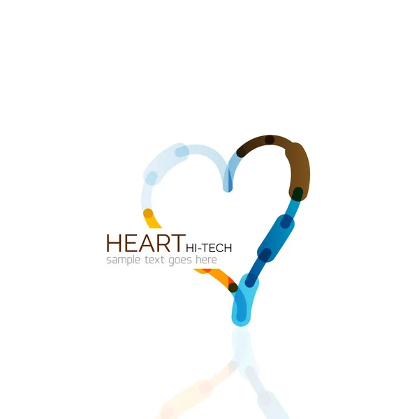 Logo coeur d'amour, abstrait linéaire géométrique icône de l'entreprise — Image vectorielle