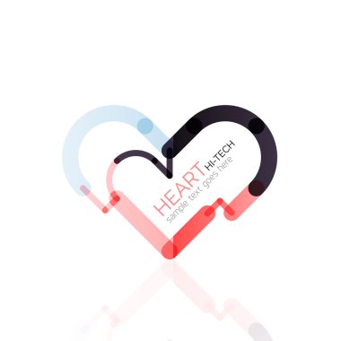 Logo aşk kalp, doğrusal geometrik iş simgesi